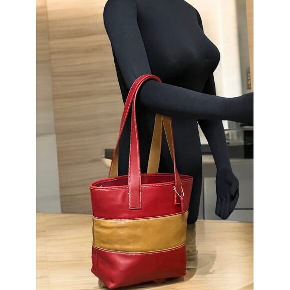 Vintage Coach 9348 Leather Rugby Stripe Tote Bag & Skinny Wristlet - Picture 10 of 15